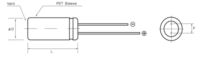 Korchip HP Serisi 2.7v süper kapasitör ölçüleri